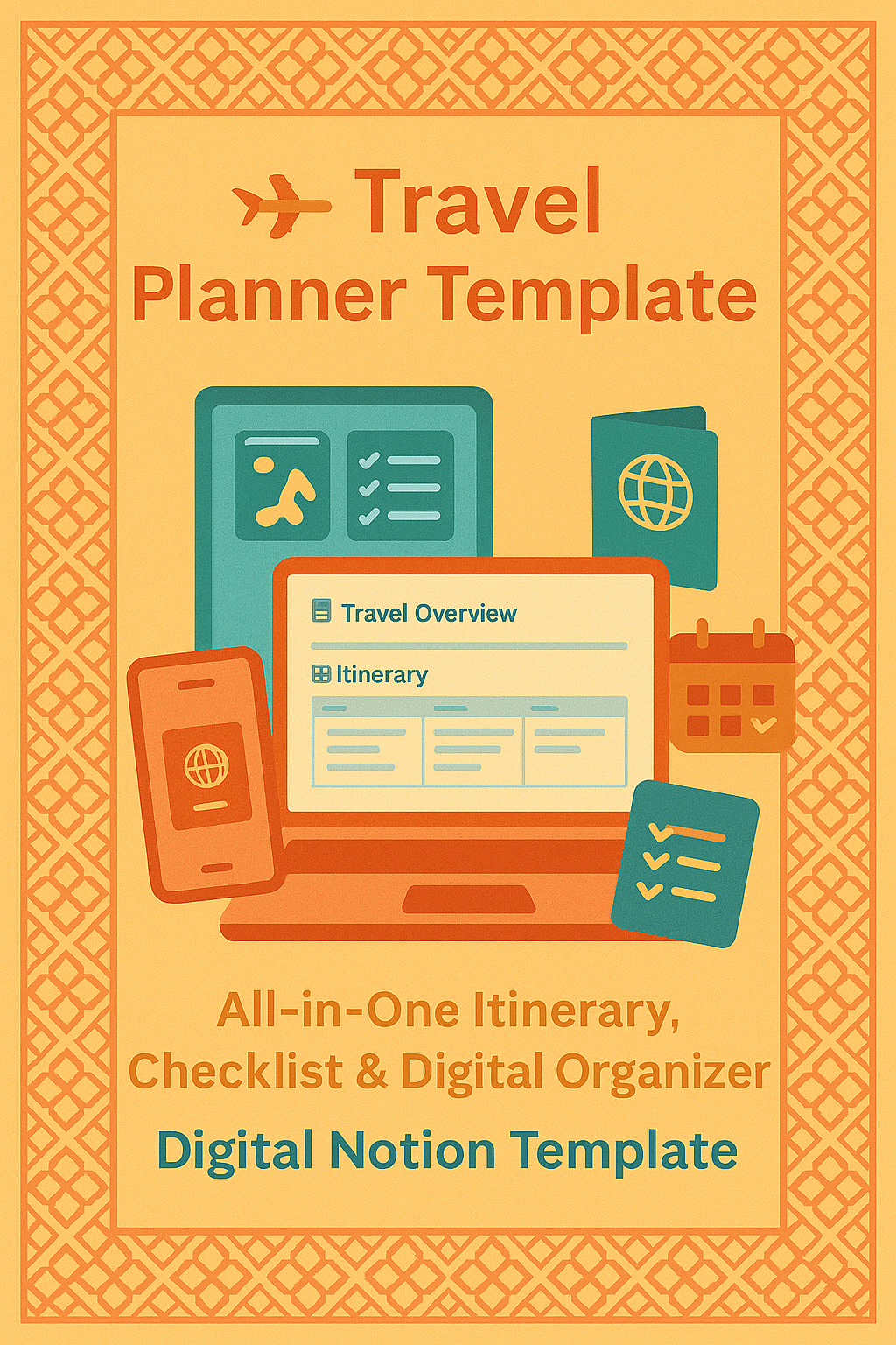 Travel Itinerary & Planner – All-in-One Digital Notion Template