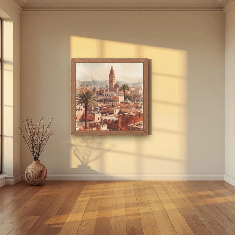 Realistic Oil Painting Digital Art – Marrakech Morocco Wall Decor