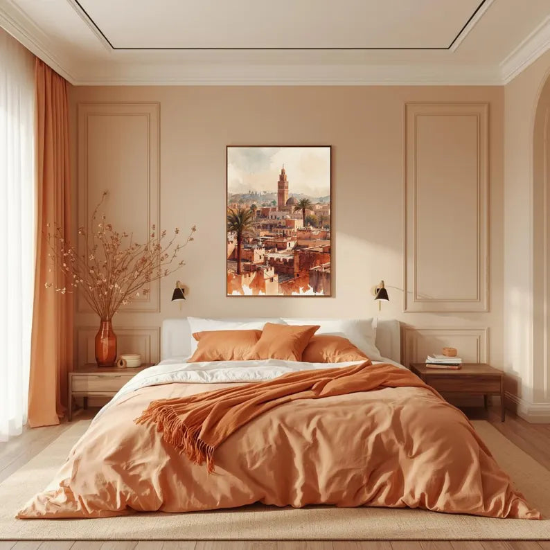 Realistic Oil Painting Digital Art – Marrakech Morocco Wall Decor